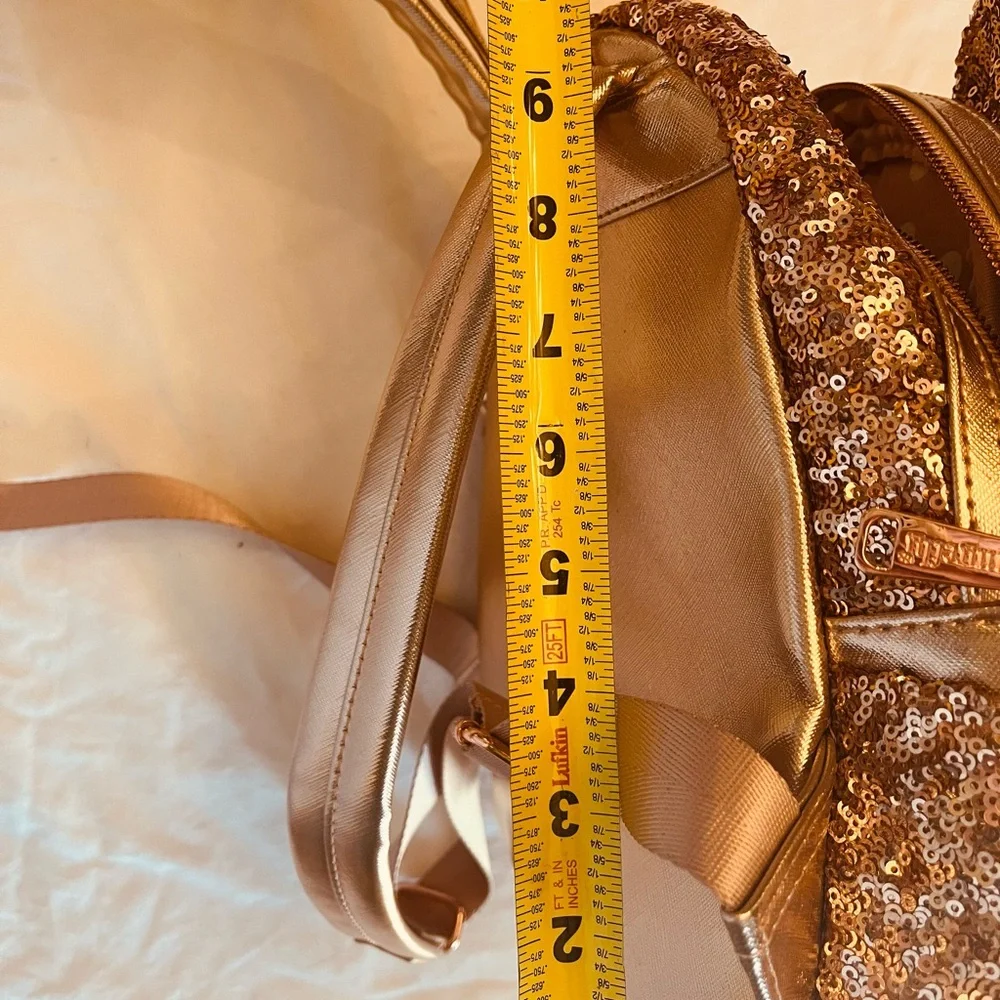 Disney Parks Loungefly Rose Gold Sequined Mini Backpack